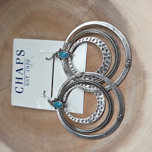 Chaps Silvertone Earrings - Picture 1 of 6